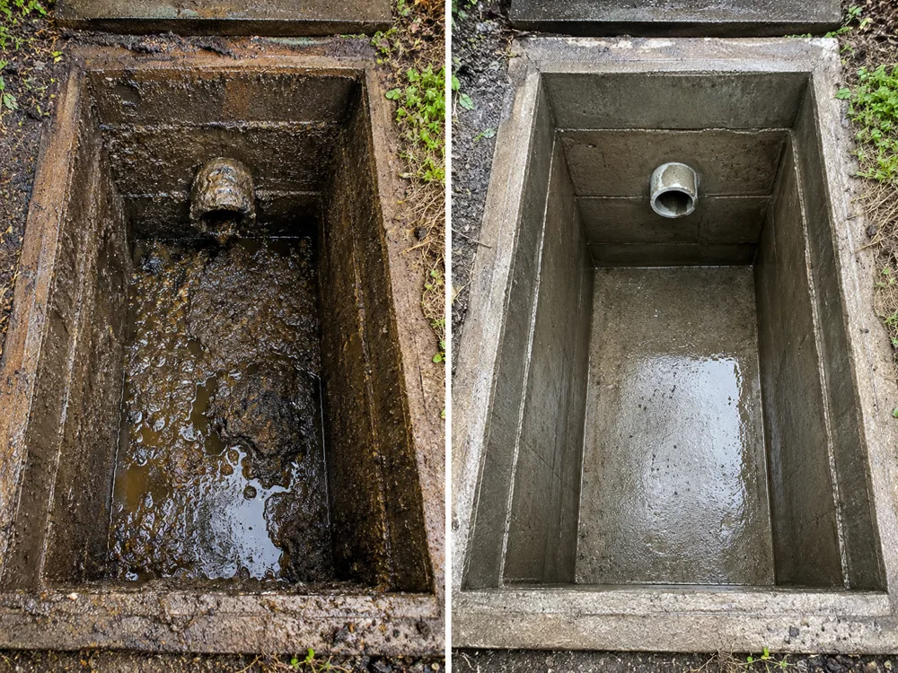 Antes e depois — Desobstrução de fossa