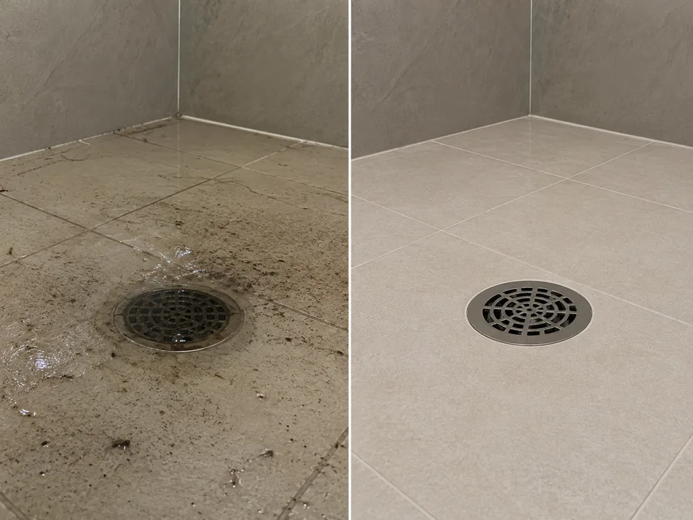 Antes e depois — Desentupimento de ralo